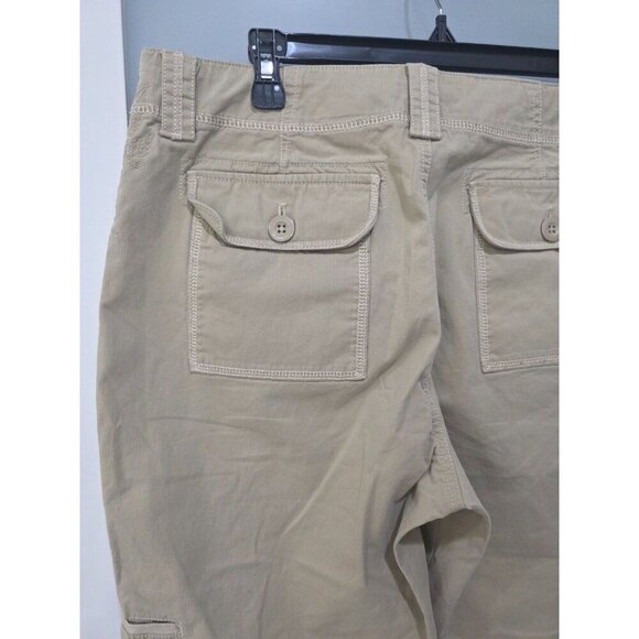 Eddie Bauer Size 12 Tan Khaki Capri Cargo Pants Wide Leg Utility Hiking - Picture 16 of 16
